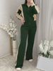 Women's Style Two Piece Set Autumn Winter Color Block Warm Top Striped High Waisted Trousers_ecoleips.com