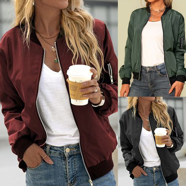 Women's Clothing Casual Jacket Women's Spring New Solid Color Fashion Zipper Outer Jacket For Women_ecoleips.com