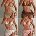 European American Style Solid Color Hollow out Bikini Set Women's Three Piece Swimsuit with Suspender Skirt for Vacation_ecoleips.com