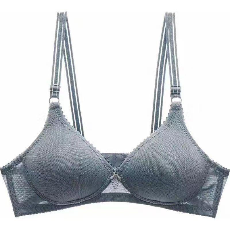 girl Yingchang 222 Thin Mold Slim Fit Gathered Wireless Solid Color Breathable Cotton Feel Women's Full Cup Bra_ecoleips.com