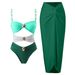 Women's Clothing Two Piece Bikini Swimsuit Women's Tight Fitting Chiffon Skirt Swimsuit Set_ecoleips.com