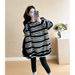 Autumn New Korean Fashion Striped Maternity Dress_ecoleips.com