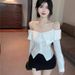 2026 Summer Hot-Selling Trendy Off-Shoulder Long-Sleeve Camisole Blouse For Women, Fashionable Waist-Cinching Design,_ecoleips.com
