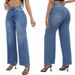 Station Temperament Ripped Denim Wide Leg Jeans For Women_ecoleips.com