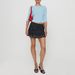 Voya Women's Korean Style Light Blue Slim Fit Seven Quarter Sleeve Spring And Summer New Item Solid Color Sweet Exposed Navel Short Top_ecoleips.com