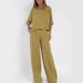 Women's Casual Loose Solid Color Cotton Linen Pants Suit Short Sleeved Summer Outfit_ecoleips.com
