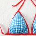 Women's Clothing Sexy Beach Bikini Houndstooth Tie Halter Neck Triangle Small Chest Cute Girl Swimsuit Female_ecoleips.com