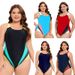 Women's Clothing New Color Matching Sports One Piece Large Size Swimsuit Backless Triangle Conservative Swimsuit_ecoleips.com