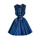 Women's Clothing Sleeveless Vest Denim Skirt Waist Slimming Heavy Beaded Single Breasted Pleated Dress_ecoleips.com