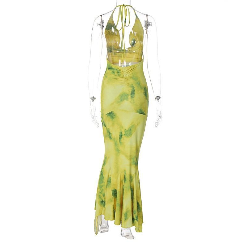 Women's Elegant Deep V Halter Floral Print Ruffled Maxi Dress – Fall Party Gown 2026_ecoleips.com