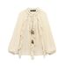 Aria Basics Aria Basics AA2025 New European American Women's Fashion Cross-Border Trade Shirt With Bow And Layered Decoration 8538_ecoleips.com