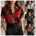 Leopard Print Color Block Satin Shirt for Women Elegant Versatile England Style Blouse Independent Store Spring/Autumn Summer_ecoleips.com