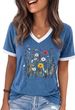 YEXIPO Womens T Shirts Graphic Tees Spring Short Sleeve V Neck Funny Letter Print Casual Loose Cute Summer Tops_ecoleips.com