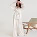 Simulated Silk Loose Long Sleeve Nightgown Pants Pajama Set European And American Autumn New Women's Homewear_ecoleips.com