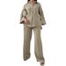 Women's Plus Size Fashion Wrap Shirt And High-Waisted Wide Leg Pants Autumn Suit Set Long Sleeved Elegant Outfit_ecoleips.com