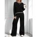 Women's Knitwear Set 2025 - Long Sleeve Top & High Waist Wide Leg Pants Two-Piece Outfit For Casual & Office Wear_ecoleips.com