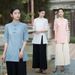 Artistic Style Beauty Salon Beautician Health Center Chinese Tea Dress Women Two-Piece Set Summer_ecoleips.com