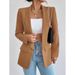 Women's Clothing autumn and winter solid color lapel small suit temperament commuter jacket_ecoleips.com