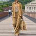 Women’s Clothing Spring New Fashion Casual Cotton Solid Color Long Sleeved Shirt Trousers Suit Women_ecoleips.com