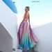 2026 New European And American Women's Fashion: Flared Waist-Cinching Gradient Dress, Sexy Deep V Neck Long Gown_ecoleips.com