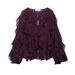 "Women's Elegant Ruffled Blouse – Long Sleeve Layered Shirt, Lightweight Polyester, British-Inspired Office & Casual Wear_ecoleips.com