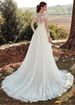2025 New Style High U Neck Lace Wedding Dress Long Sleeve Slimming a Line Long Train Simple Style for Travel Photography_ecoleips.com