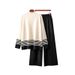 Women's Autumn Winter Knitted Sweater And Wide Leg Pants Set Color Block Stretchy Casual Loose Two-Piece Outfit_ecoleips.com