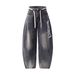 American Retro Style Hot Girl Splatter-print Denim Jeans For Women, New Summer High-waisted Loose Slimming Straight_ecoleips.com