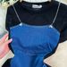 Women's Clothing Fashion Round Neck Short Sleeve Stitching Waist Slim Denim Long Skirt_ecoleips.com