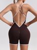 Women's Color Block Halter Neck Romper Quick Drying Cross Back Sporty Hip Lifting Fitness Yoga Wear_ecoleips.com