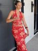 Mozision Halter Deep V Neck Ruffled Sexy Maxi Dress For Women Fashion Sleeveless Backless High Waist Bodycon Club Printed Dress_ecoleips.com