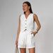 Women's Clothing Spring And Summer Cotton And Linen New Sleeveless Vest Vest Suit Fashion Solid Color Two Piece Suit For Women_ecoleips.com