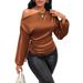 Women's Satin Asymmetrical Blouse – Elegant Slant Neck Long Sleeve Shirt For Spring & Summer_ecoleips.com