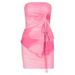 New Arrival Women Sexy Hot Girl Style Printed Ruched Bandeau Strapless Top Mini Skirt Two Piece Dress Set_ecoleips.com