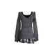 Women's 2 Piece Vintage Plaid Sweater Skirt Set – Sweet Lace Trim Knit Top And High Waist Mini Skirt For Fall_ecoleips.com