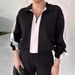 Women's Clothing Casual Fashion Colorblock Zipper Lapel Long Sleeve Top and Pants Two piece Set_ecoleips.com
