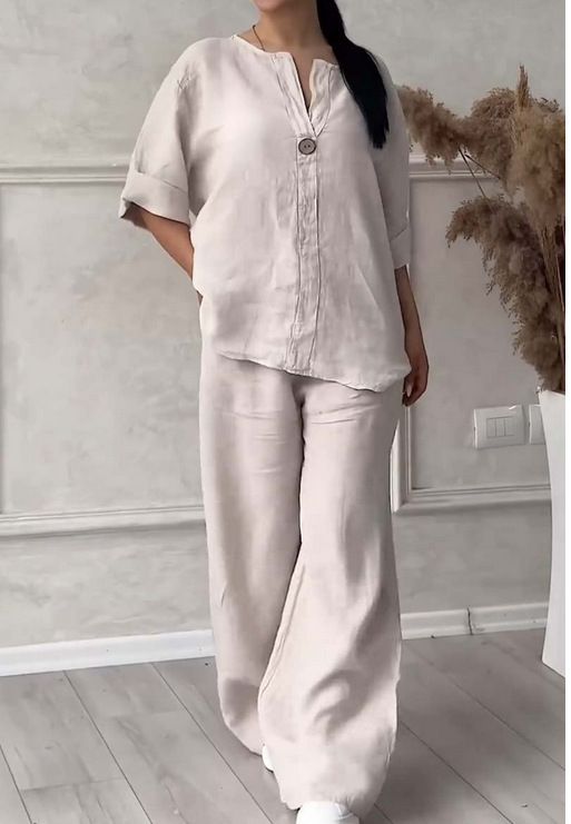 2025 European And American New Women's Clothing Fashion Solid Color Cotton And Linen Casual Suit Pants_ecoleips.com