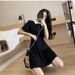 Women's Contrast Collar Polo Dress Summer Short Sleeve Button Front A Line Casual Mini Dress_ecoleips.com