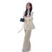 girl Fashion Women's Elegant Professional Suit 2025 Spring Autumn New Lazy Style Blazer Wide-Leg Pants Two-Piece Set_ecoleips.com
