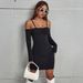 WG126 European And American Women's Fashion Cross-border Sexy Hot Girl Strapless Off-shoulder Ruched Bodycon Long-sleeve_ecoleips.com