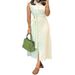 Women's Clothing Summer Medium Length Lapel Solid Color Sleeveless Dress_ecoleips.com