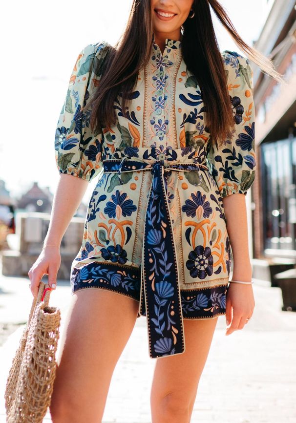 Women's Clothing Spring And Summer New Printed Lace Up Jumpsuit_ecoleips.com