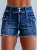 K Women's Fashion New High Waisted Elastic Tassel Denim Shorts_ecoleips.com