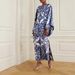 Women's Clothing Fashion Blue And White Porcelain Print One Line Loose Dress_ecoleips.com