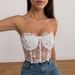 Slim Fit European And American Style Tank Top For Women, Black, Sexy, Patchwork, 3D Floral, Underwire, Fishbone Bra_ecoleips.com