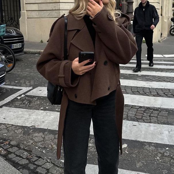 Autumn And Winter Women's Woolen Jacket Personalized Lace-up Long-sleeved Women's Coat Jacket_ecoleips.com