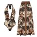Women's Clothing Swimsuit New Style Deep V Halter Neck Retro Print One Piece Swimsuit Suit Female_ecoleips.com