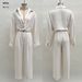 Women's Solid Color Long Sleeved Shirt With Pocket Button Decorated Two Piece Set_ecoleips.com
