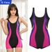 Women's Clothing Conservative One Piece Swimsuit Sleeveless Boxer Style Large Size Professional Summer Swimwear_ecoleips.com