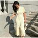 K Women's Fashion Short-sleeved Button-down Knitted Dress_ecoleips.com